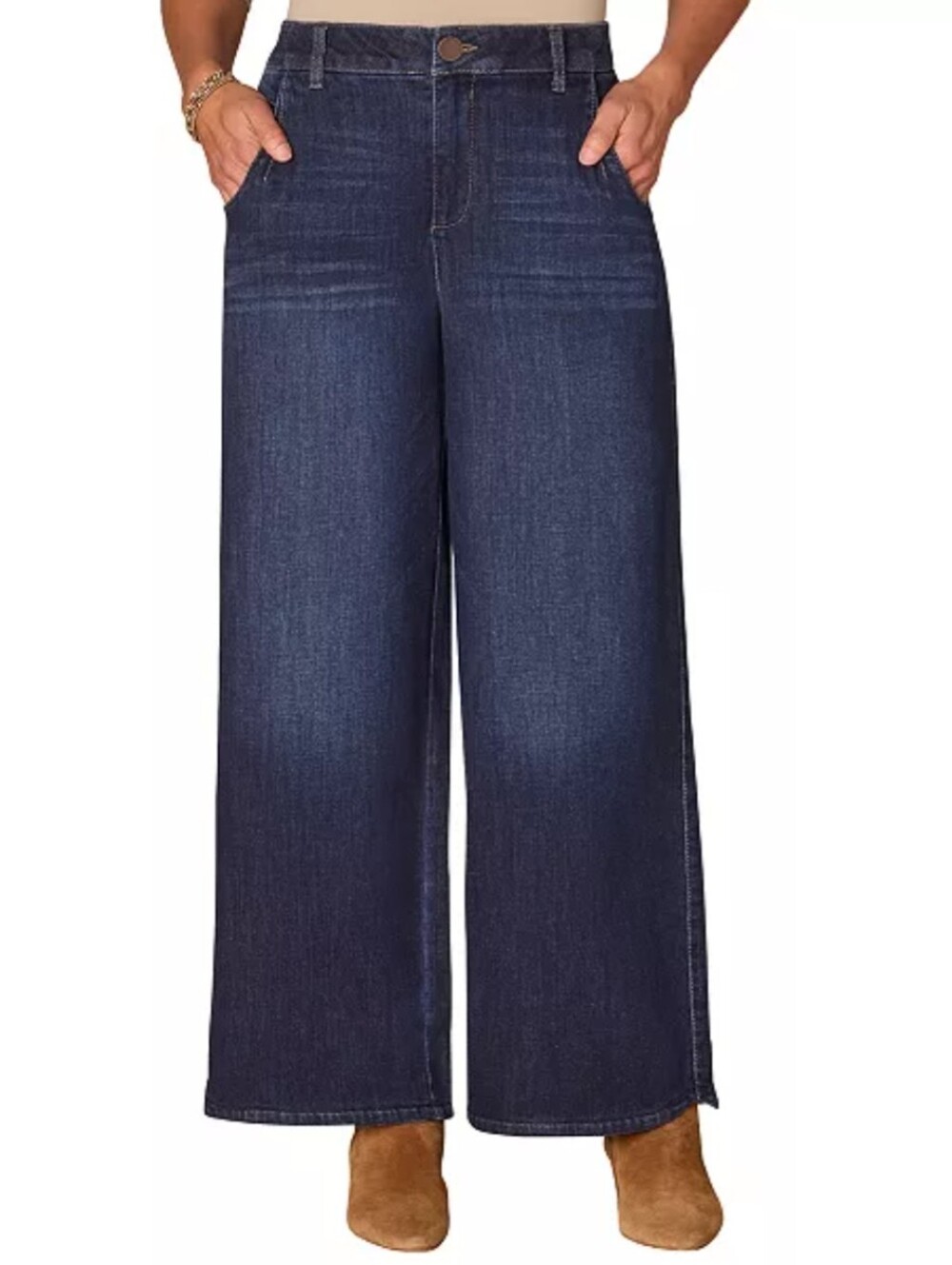 Democracy Absolution Skyrise Wide Leg Tulip Hem High Rise Dark Wash Jean Sz 16